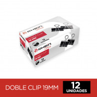 DOBLE CLIP 19 MM NEGRO METALICO 12 UNIDADES