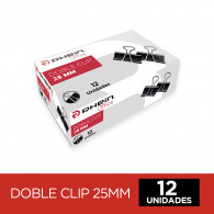 DOBLE CLIP 25 MM NEGRO METALICO 12 UN