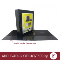 ARCHIVADOR CATALOGO OFICIO 2 AROS 2.0 NEGRO