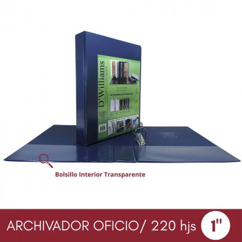 ARCHIVADOR CATALOGO OFICIO 2 AROS 1.0 AZUL