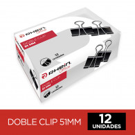 DOBLE CLIP 51 MM NEGRO METALICO 12 UN