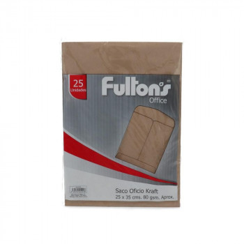 SOBRE SACO OFICIO KRAFT 25X35 CM. 25 UNIDADES FULTONS