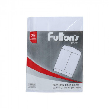 SOBRE FULTONS SACO EXTRA OFICIO BLANCO 25 UNIDADES 90 G