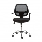 SILLA ESCRITORIO GENOVA RECLINABLE RESPALDO BAJO CON BRAZO NEGRO