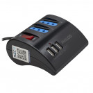 ALARGADOR MULTIPLE 3 + 3 USB NEGRO 1,5 MT