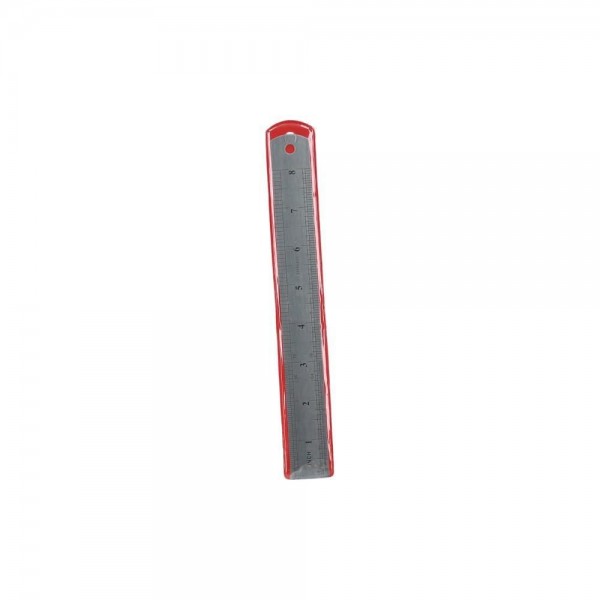 REGLA METALICA FUNDA ROJA 20 CM