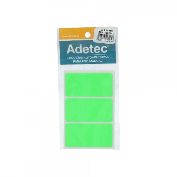 ETIQUETA COLOR VERDE 35 X 70 MM 30 UND