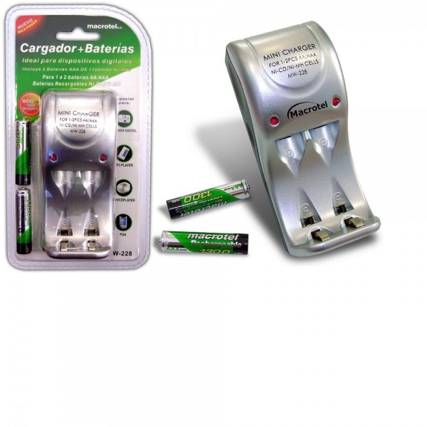 CARGADOR DE PILAS AA/AAA + 2 PILAS AAA