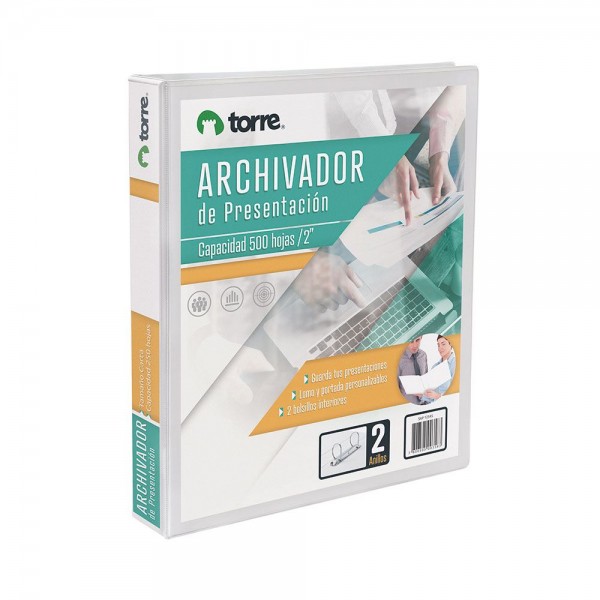 ARCHIVADOR CATALOGO OFICIO 2 AROS 2.0 BLANCO