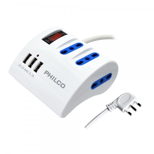 ALARGADOR MULTIPLE 3 + 3 USB 1.5M BLANCO