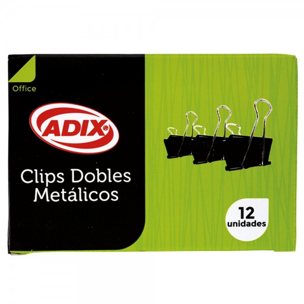 DOBLE CLIP 19MM NEGRO 12 UN