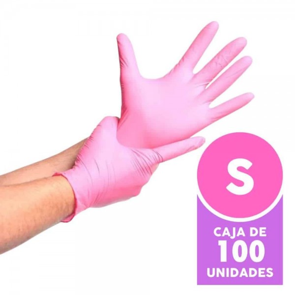 GUANTE NITRILO ROSADO TALLA S 100 UN