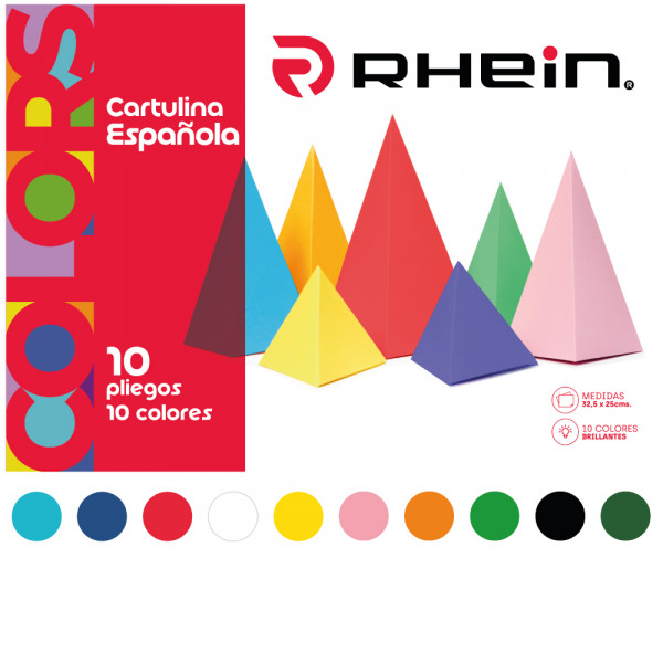 CARPETA CON PAPEL CARTULINA ESPAÑOLA 10 PLIEGOS 10 COLORES 25X32.5 CM