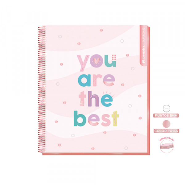 CUADERNO 1/2 OFICIO MATEMATICA 5 MM PUNTOS SUPERCLASS PASTEL 150 HOJAS