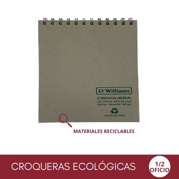 CROQUERA ECOLOGICA 1/2 OFICIO 100 HOJAS