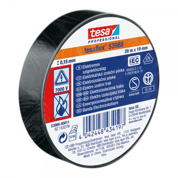 CINTA AISLANTE ELECTRICA NEGRA 19X20 MT