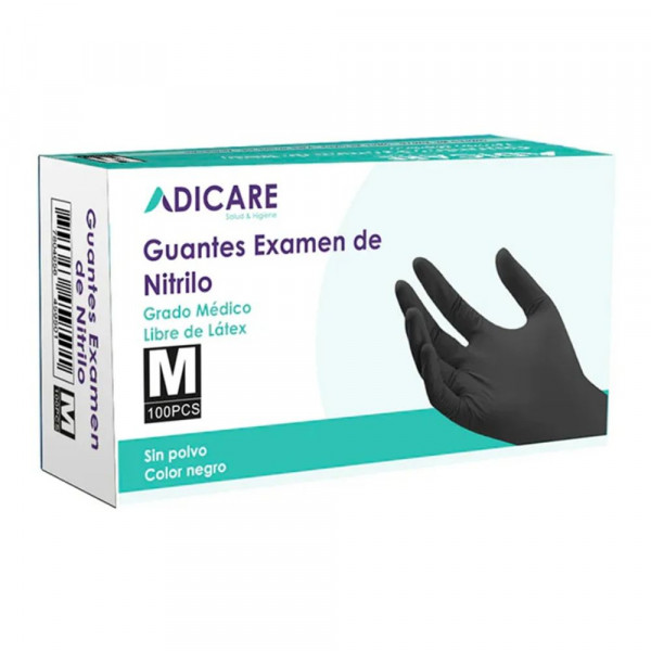 GUANTE NITRILO SIN POLVO 100 UND NEGRO TALLA M