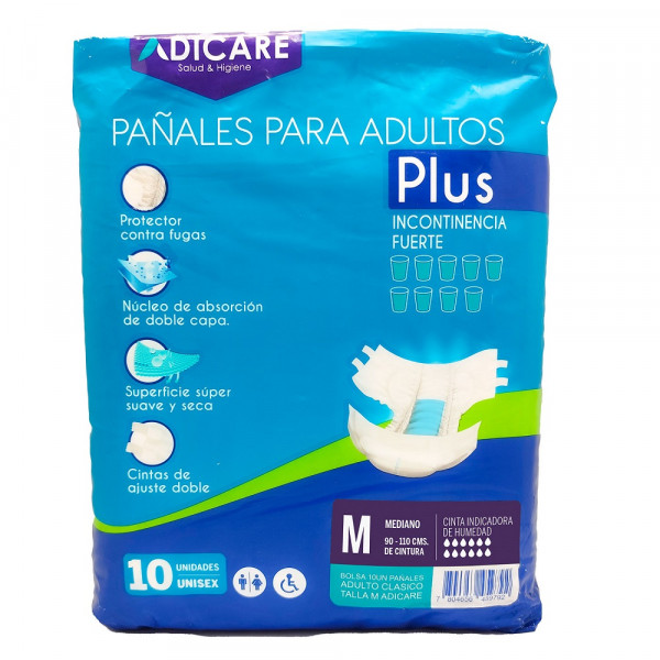 PAÑAL ADULTO PLUS TALLA M 10 UN