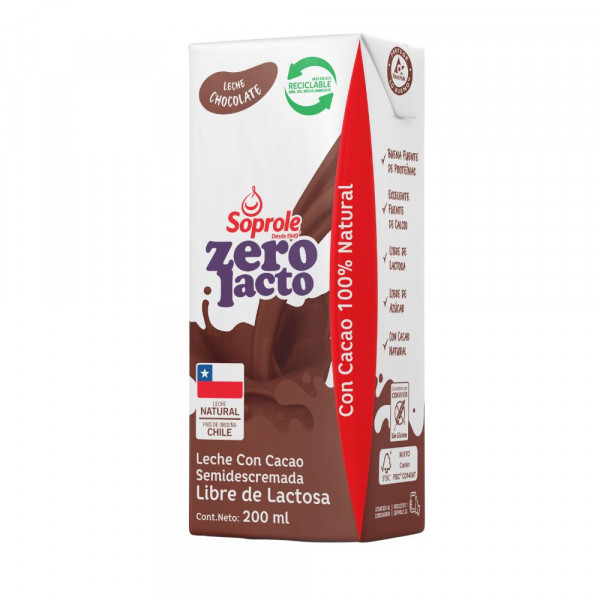 LECHE LIQUIDA SEMI DESCREMADA SIN LACTOSA CHOCOLATE 200 CC