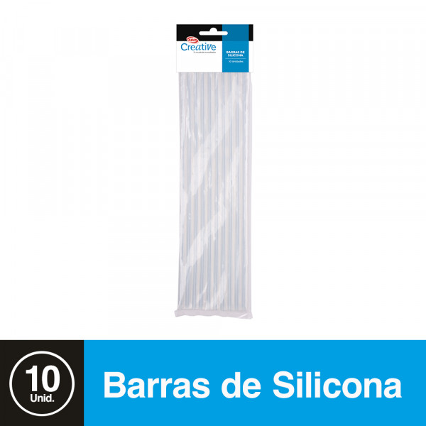 SILICONA BARRA TRANSPARENTE 7.5 MM 25CM 10 UN
