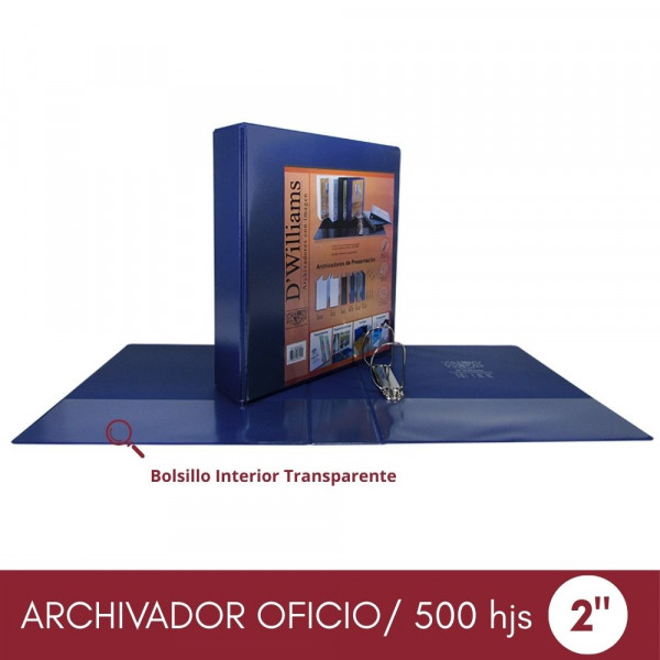 ARCHIVADOR CATALOGO OFICIO 2 AROS 2.0 AZUL