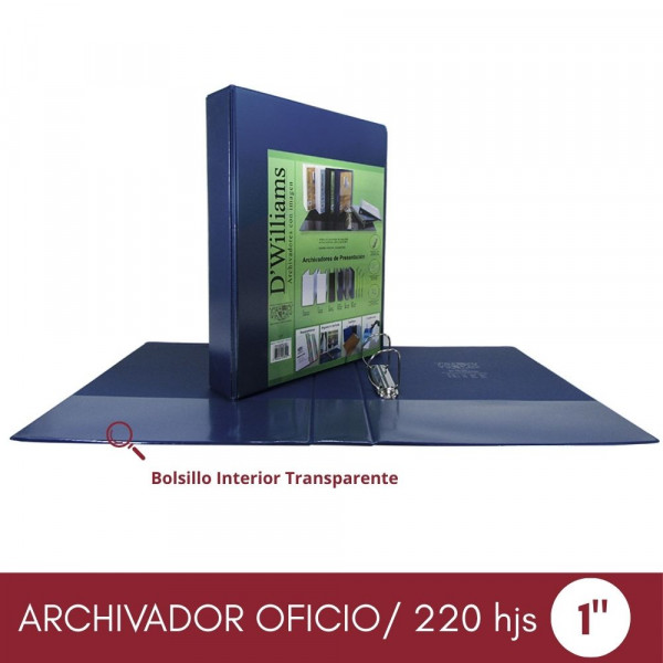 ARCHIVADOR CATALOGO OFICIO 2 AROS 1.0 AZUL