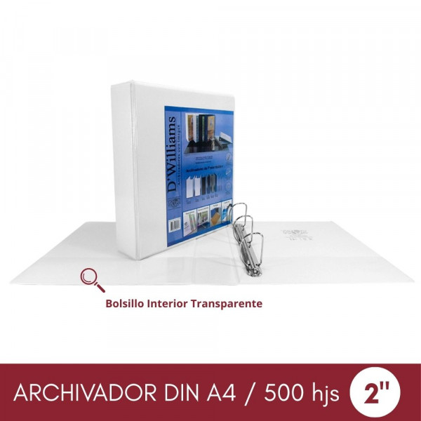 ARCHIVADOR CATALOGO A4 3 AROS 2.0 BLANCO