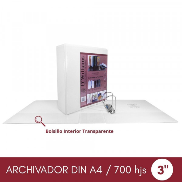 ARCHIVADOR CATALOGO A4 2 AROS 3.0 BLANCO 350 HOJAS