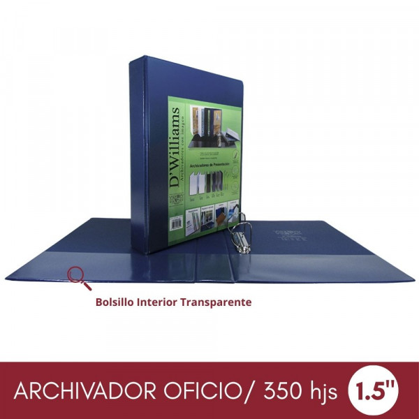 ARCHIVADOR CATALOGO OFICIO 2 AROS 1.5 AZUL