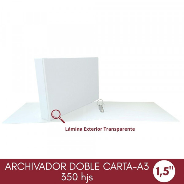 ARCHIVADOR CATALOGO DOBLE CARTA 2 AROS 1.5 BLANCO