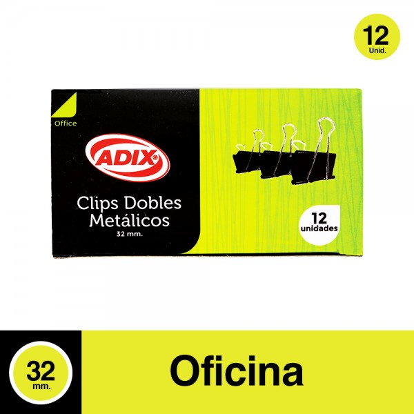 CLIPS DOBLE 12 UN 32 MM NEGRO 1 1/4 PULGADA