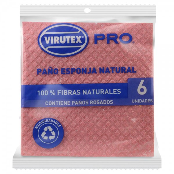 PAÑO ESPONJA NATURAL ROSADO 6 UN